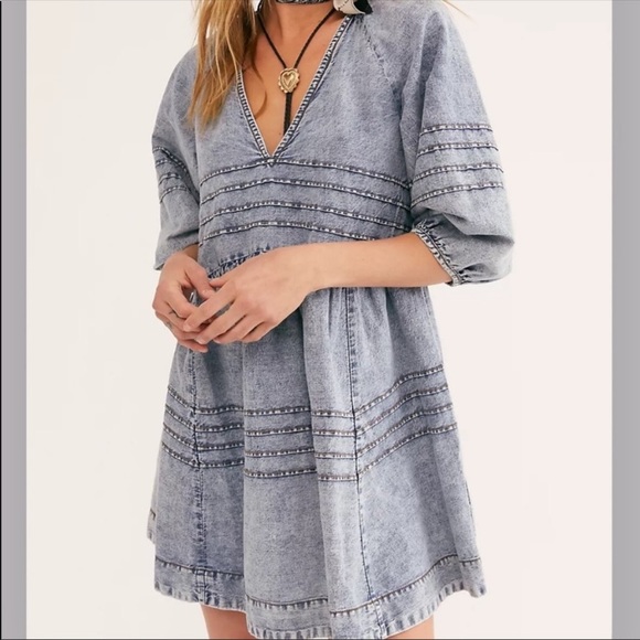 Free People Sweet Surrender Denim Mini Dress | New Without Tag - Picture 3 of 13